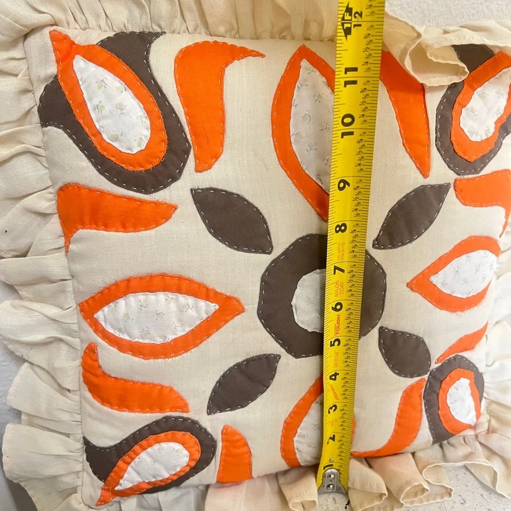 Vintage Handmade Quilted Patchwork Granny Cozy cottagecore throw‎ pillow